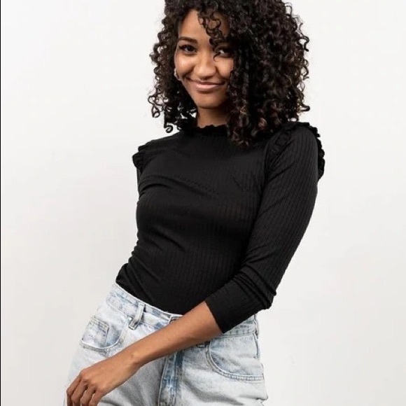 baltic born Tops - Brooklyn Ribbed Ruffle Top